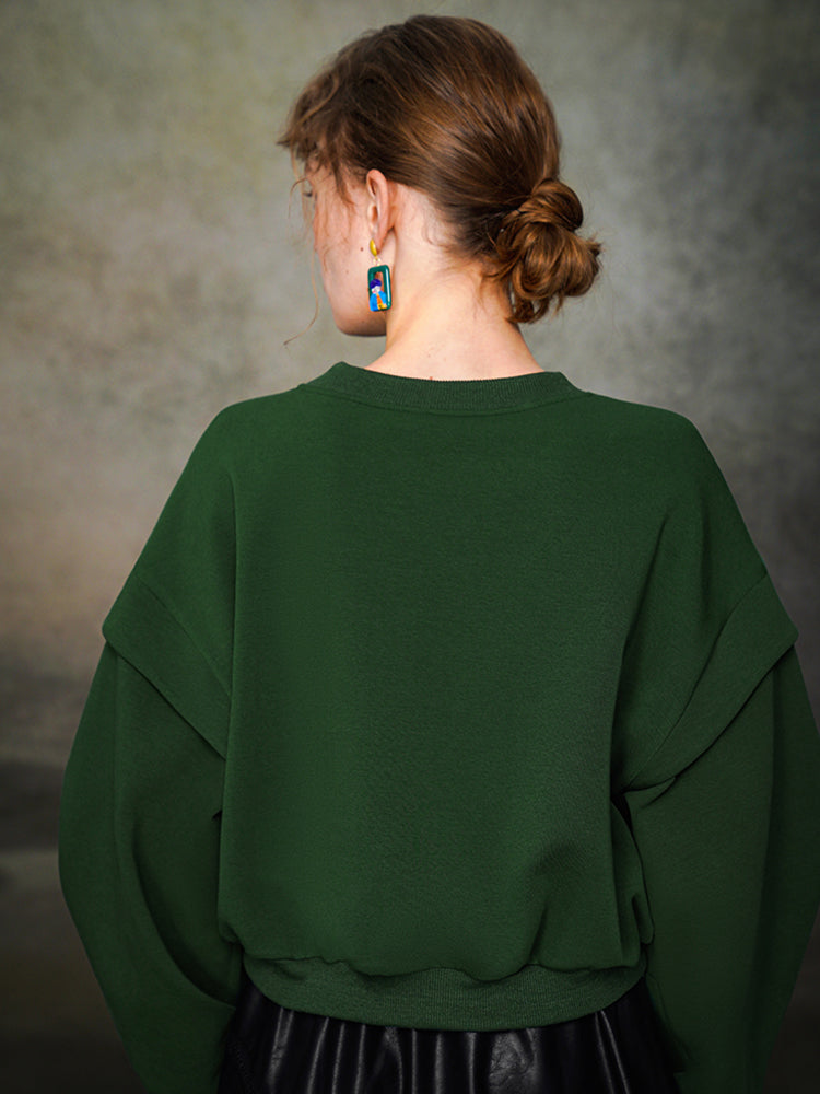 Nutcracker Embroidered Wide V-neck Hoodie with Spliced Sleeves
