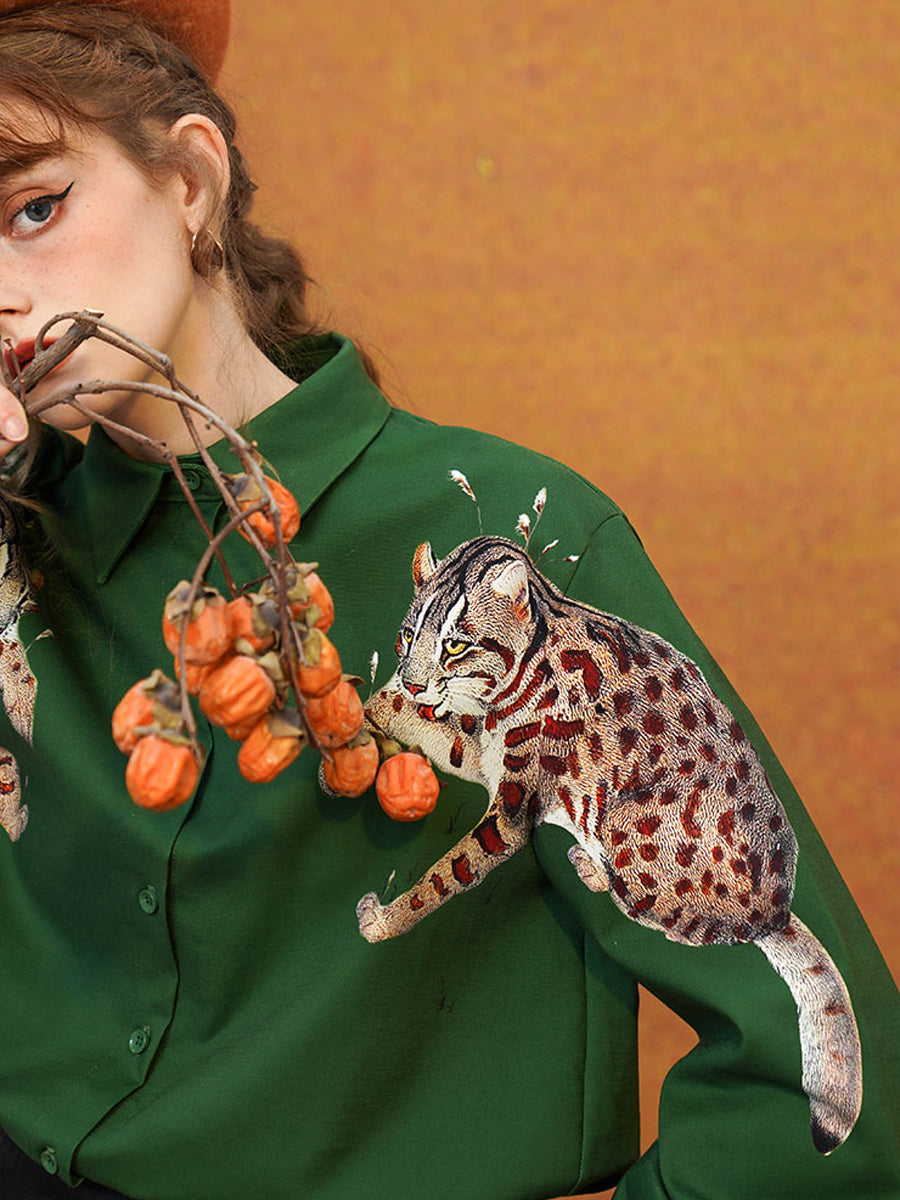 "Mirror Leopard Cat" Shirt - Original Retro Symmetrical Top