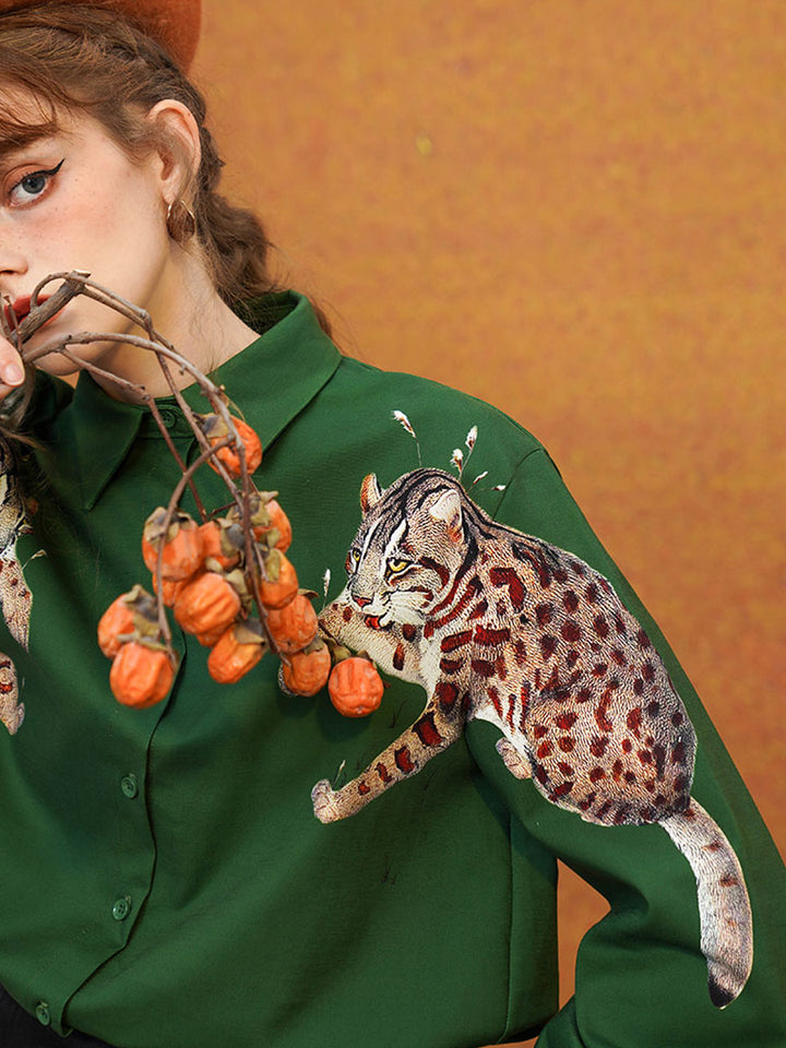 "Mirror Leopard Cat" Shirt - Original Retro Symmetrical Top