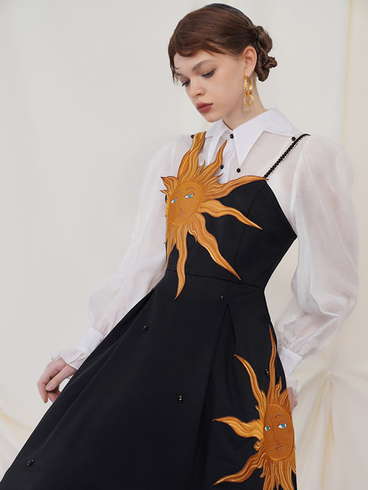 Vintage Opera Heavy Embroidered Retro Large Swing Dress