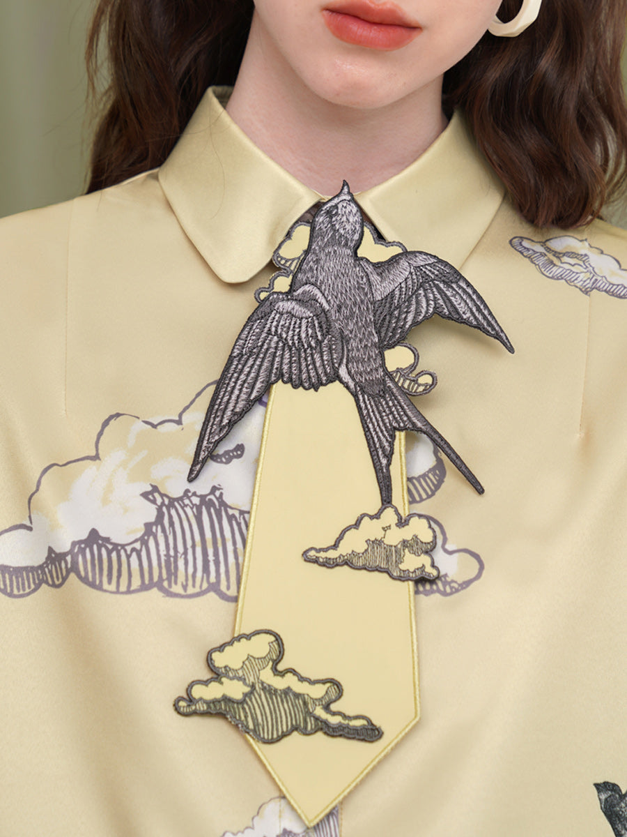 Original design tie swallow series French retro niche design sense Tie women have personality