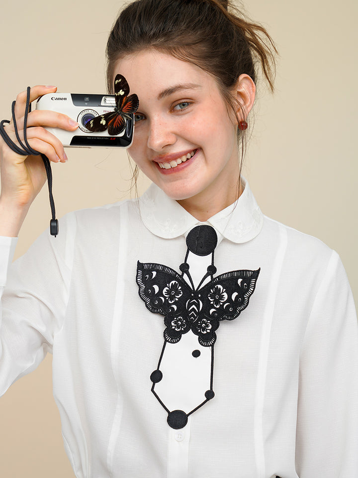 Butterfly Embroidery Tie 2026 New Niche Vintage Bow Tie Women's Accessory"