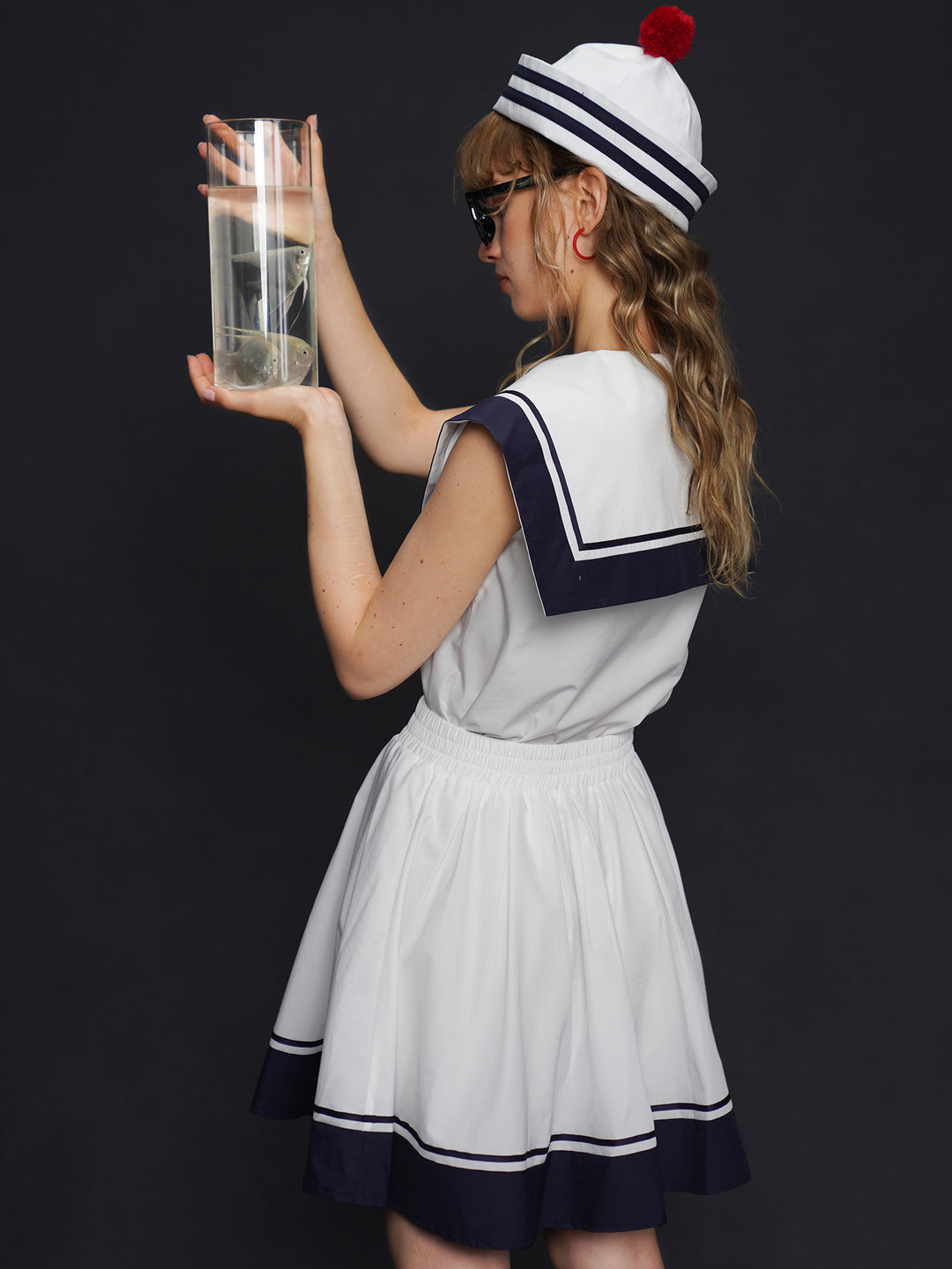 Sailor Chic Naval Style Sleeveless Set - Retro Niche Design Summer Top & Vest