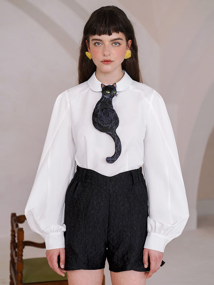 Camoooni Original design tie Black Cat series French retro niche design sense Tie women have personality