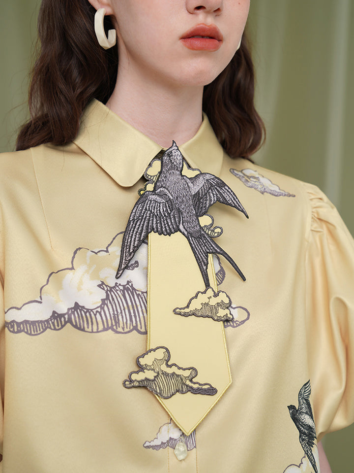 Original design tie swallow series French retro niche design sense Tie women have personality