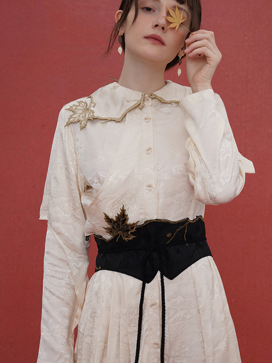 Original Chinese style retro style autumn maple leaf waist seal niche belt