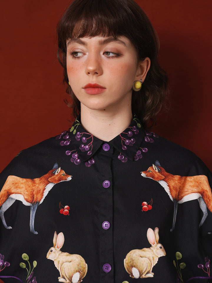 Gallery Sketch Art Blouse - Classical Hand-Painted Animal Print Retro Summer Top
