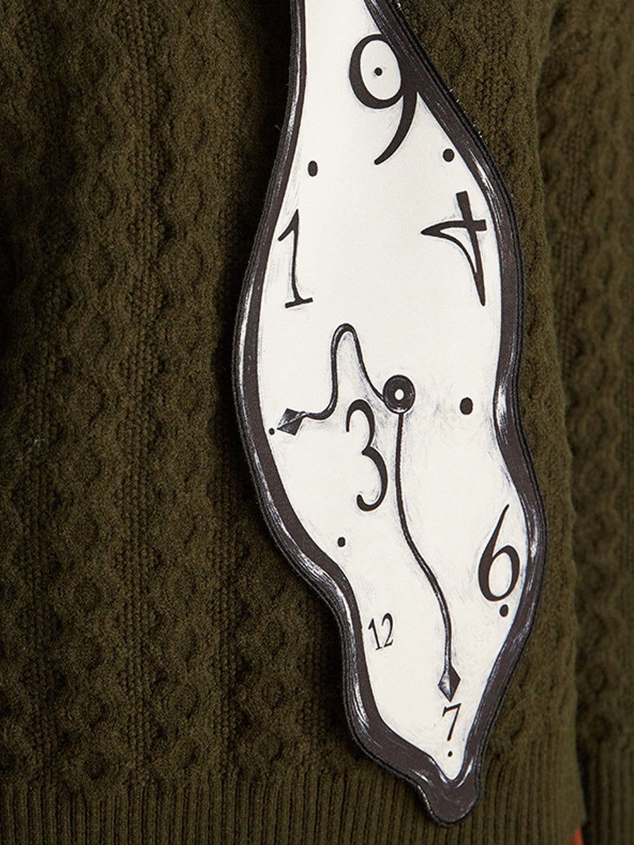 Original Design Time Passes Fun Design Sense Black and White Contrast Clock Tie Decoration