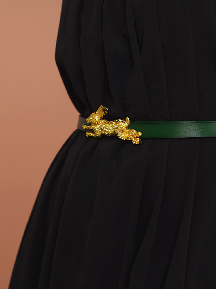 Rabbit series, freely matched, high-end, versatile belt, rabbit head, alloy, replaceable buckle
