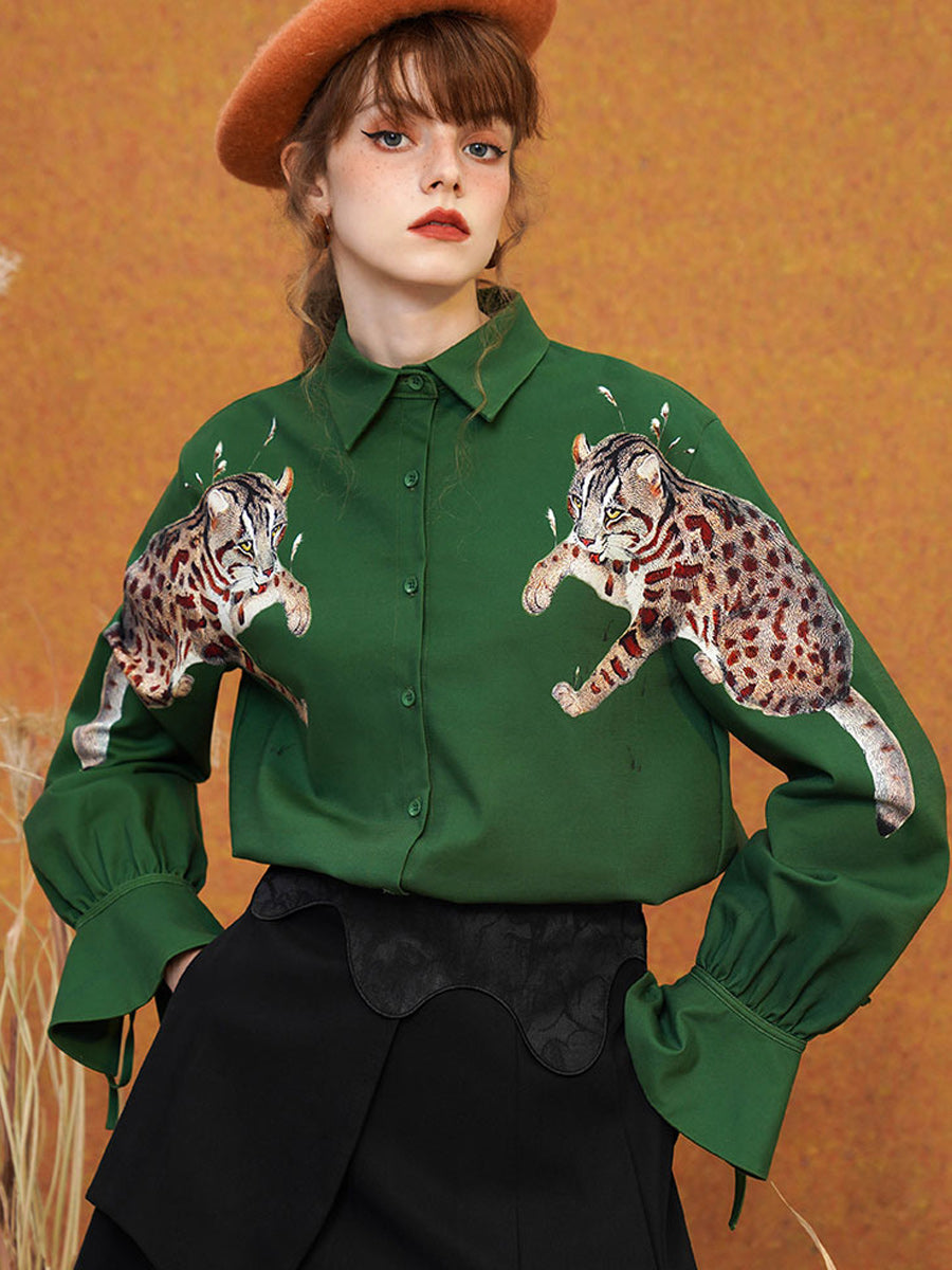 "Mirror Leopard Cat" Shirt - Original Retro Symmetrical Top