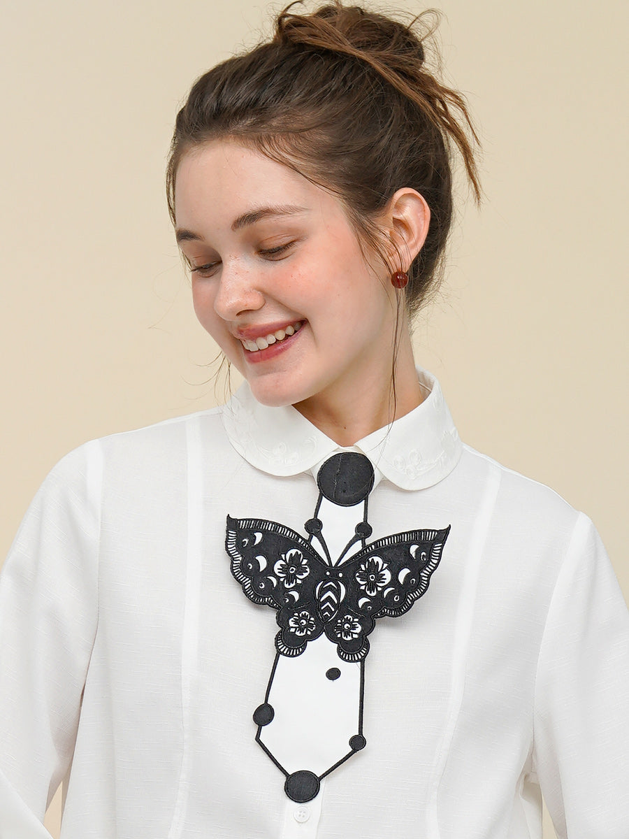 Butterfly Embroidery Tie 2026 New Niche Vintage Bow Tie Women's Accessory"