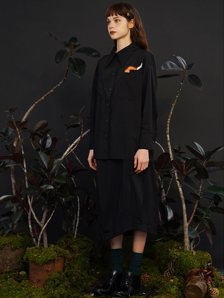 Unisex "Artisanal Fun" Embroidered Shirt - Retro Cotton Couple's Blouse