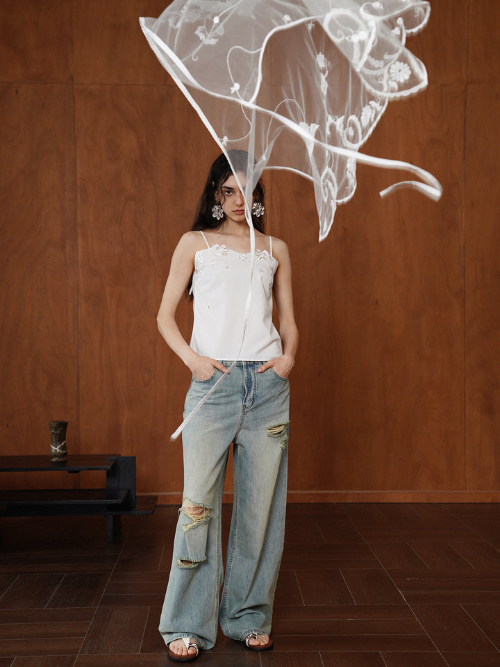 Vintage American Washed Straight-Leg Denim Jeans