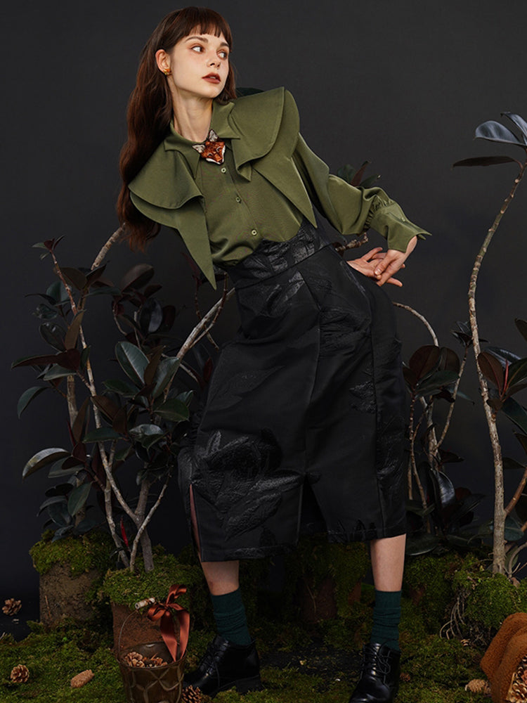 French Retro Detachable Cape Shirt - High-End Vintage Blouse for Women