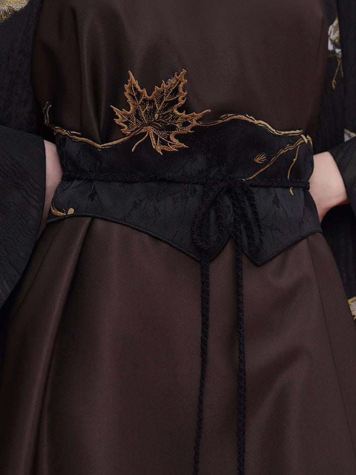 Original Chinese style retro style autumn maple leaf waist seal niche belt