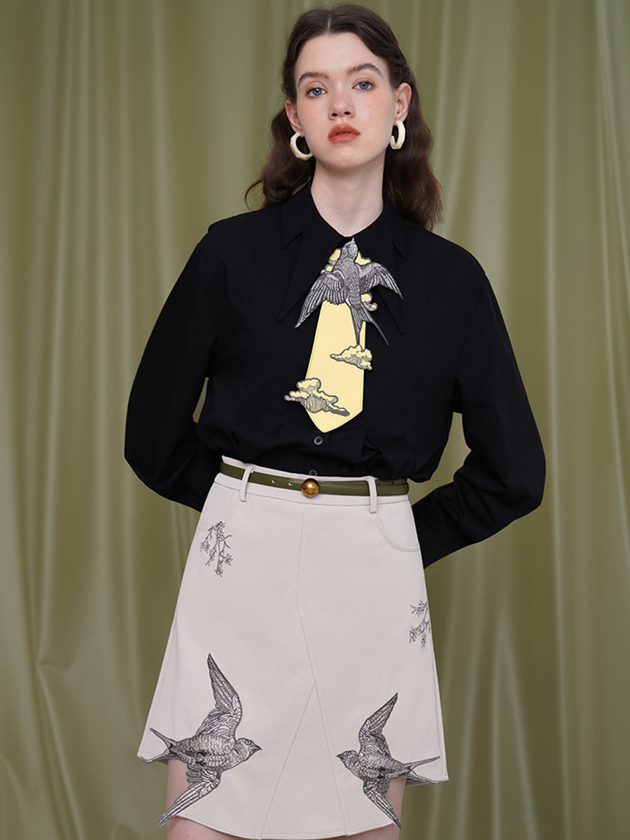 Original design tie swallow series French retro niche design sense Tie women have personality