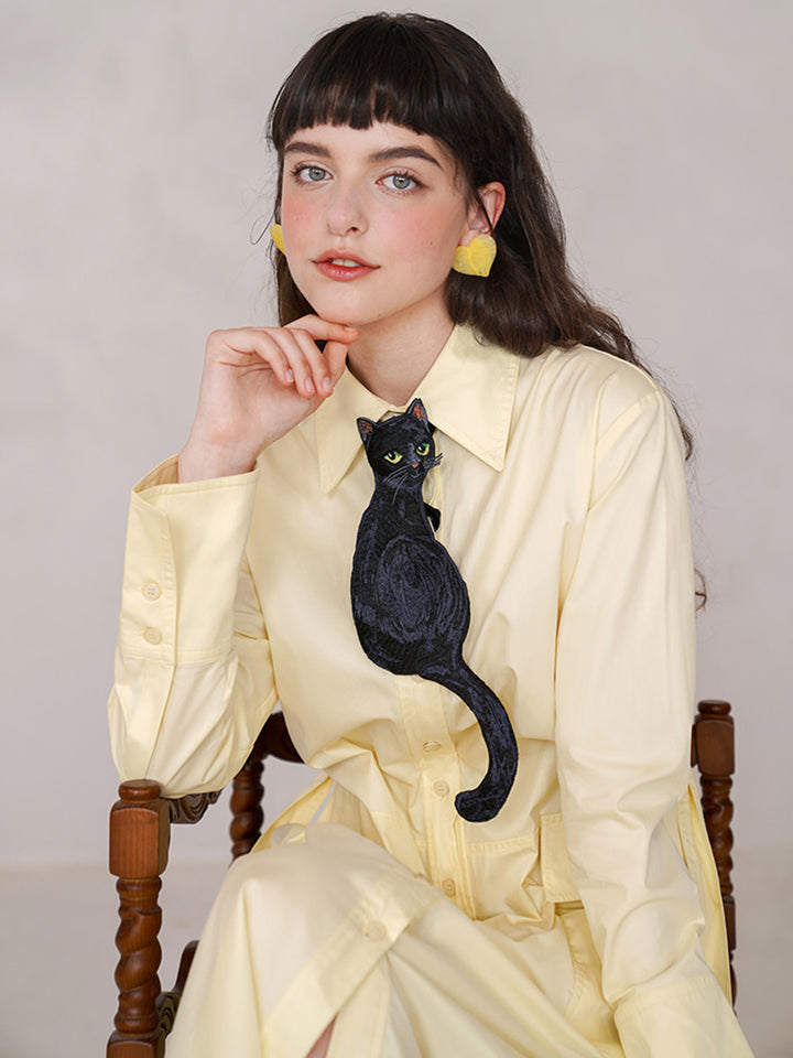 Camoooni Original design tie Black Cat series French retro niche design sense Tie women have personality