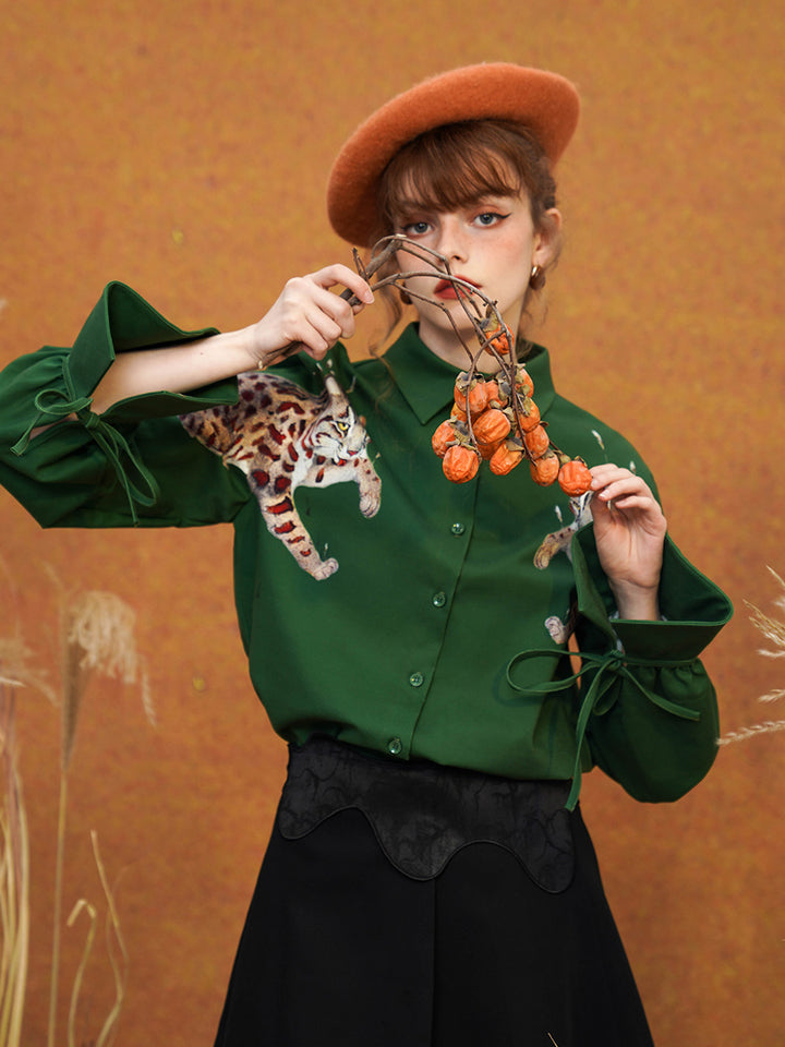 "Mirror Leopard Cat" Shirt - Original Retro Symmetrical Top