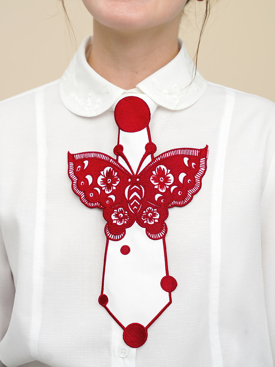 Butterfly Embroidery Tie 2026 New Niche Vintage Bow Tie Women's Accessory"