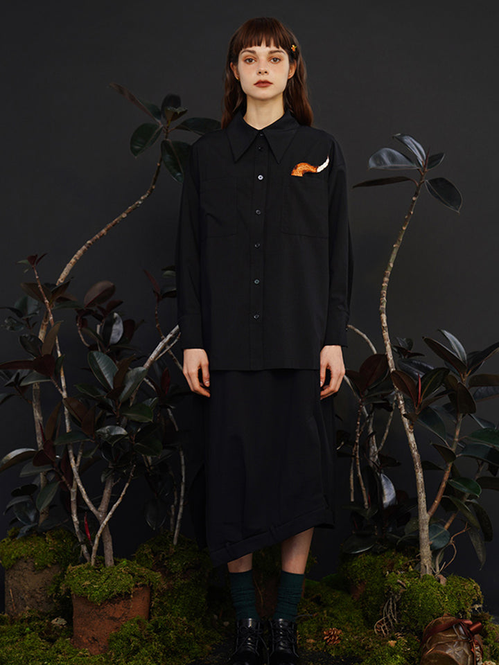 Unisex "Artisanal Fun" Embroidered Shirt - Retro Cotton Couple's Blouse
