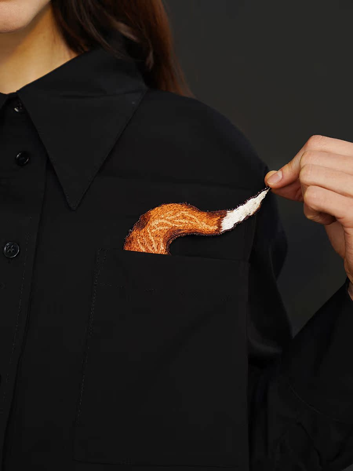 Original  niche fun exquisite embroidered shirt gender free retro art cotton top couple