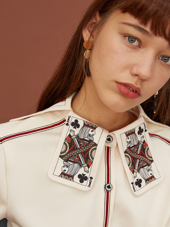 Poker Card Art Shirt - Original Retro Hong Kong Style Niche Design Top