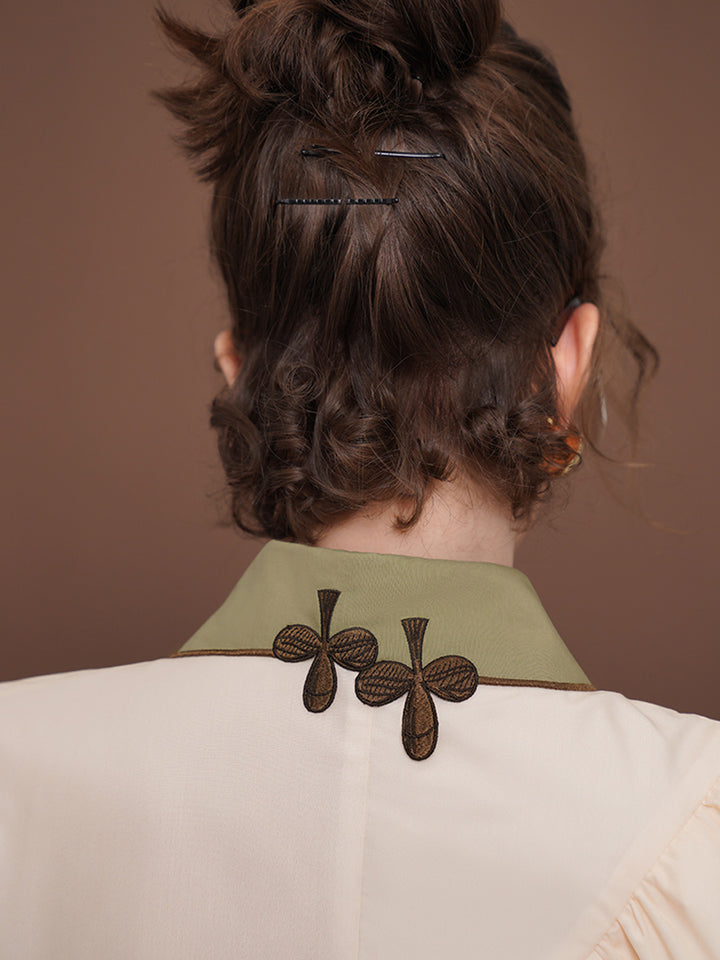 Original French retro printed floral dress for women, short sleeved romantic American retro style slimming dress