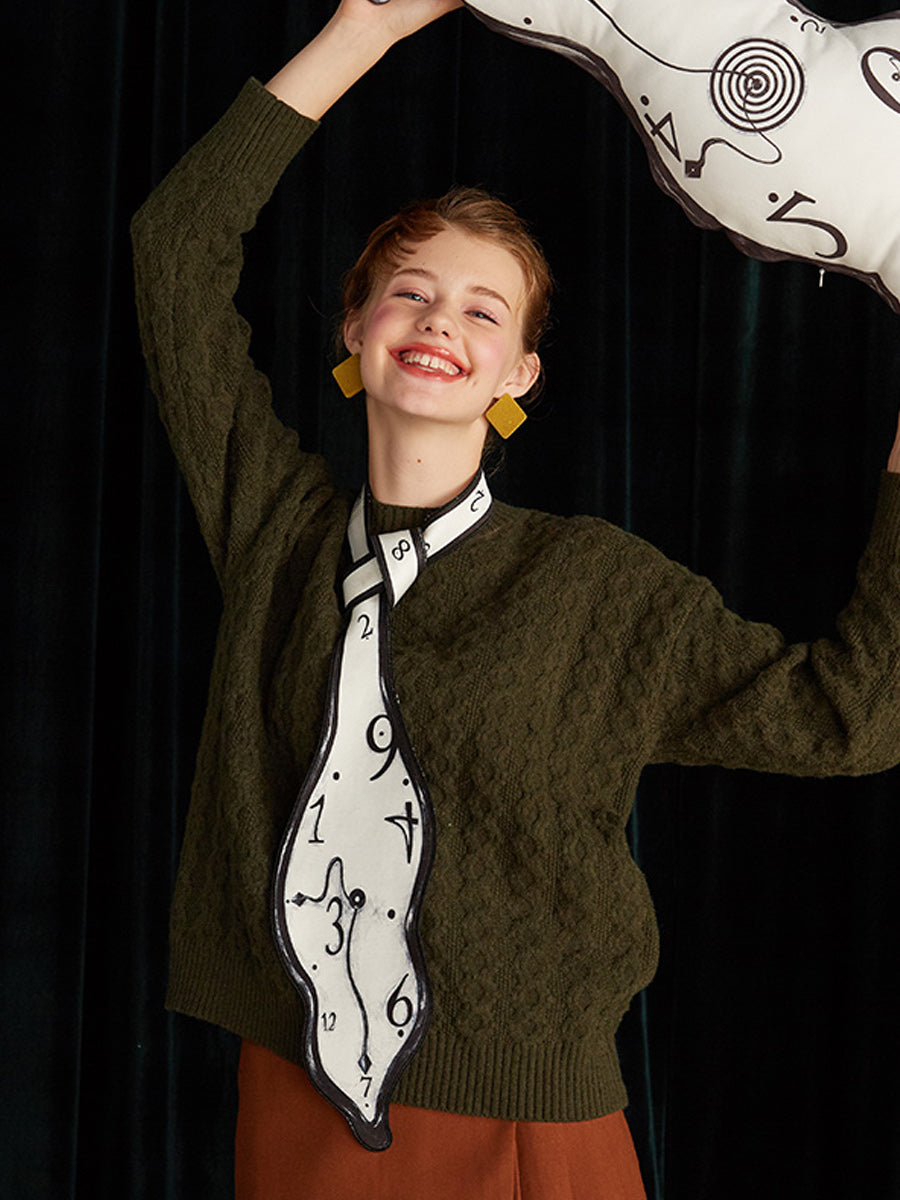 Original Design Time Passes Fun Design Sense Black and White Contrast Clock Tie Decoration