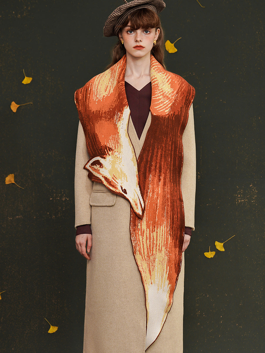 Original Scarf Women's Winter Red Shawl Retro Beautiful Scarf Knitted Warm Scarf Designer