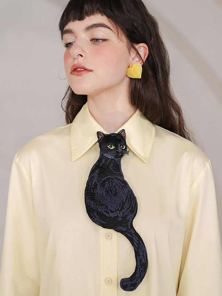Camoooni Original design tie Black Cat series French retro niche design sense Tie women have personality