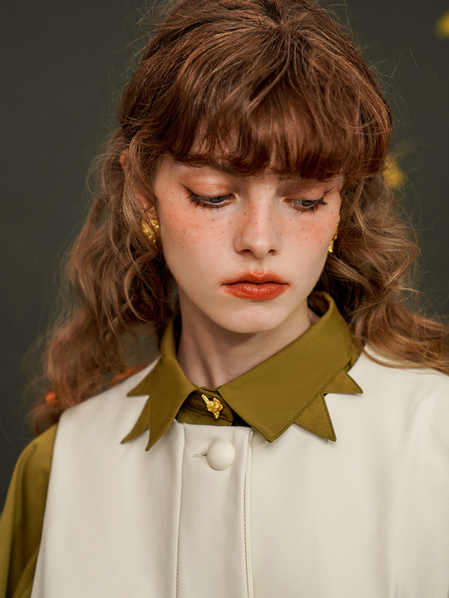 Original retro three-dimensional lantern sleeve shirt, heavy industry fox embroidery goddess, young silhouette white shirt