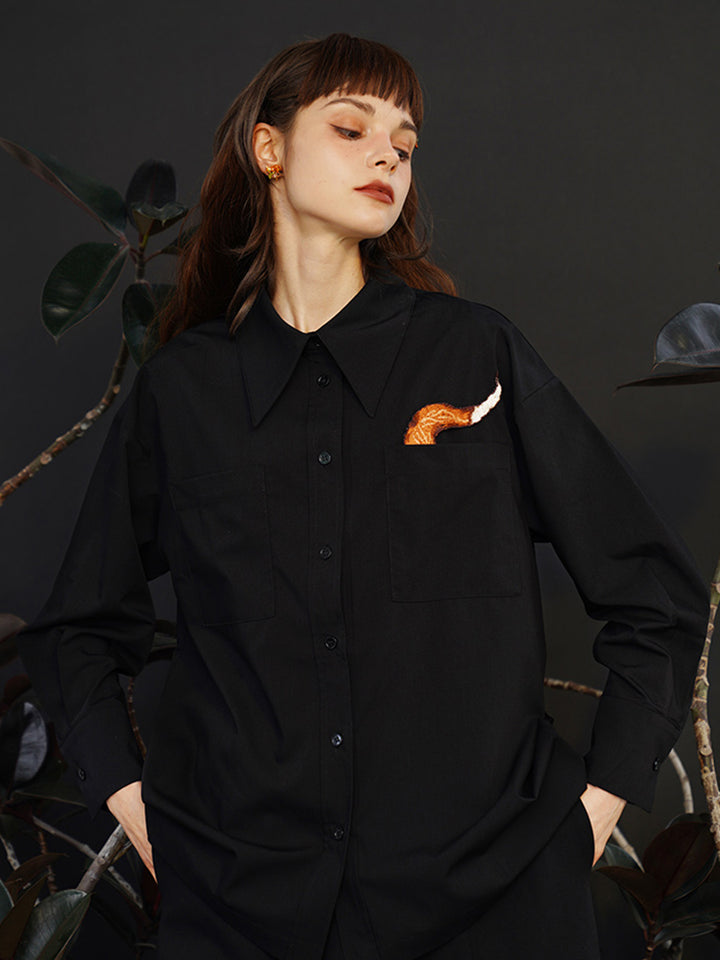 Unisex "Artisanal Fun" Embroidered Shirt - Retro Cotton Couple's Blouse