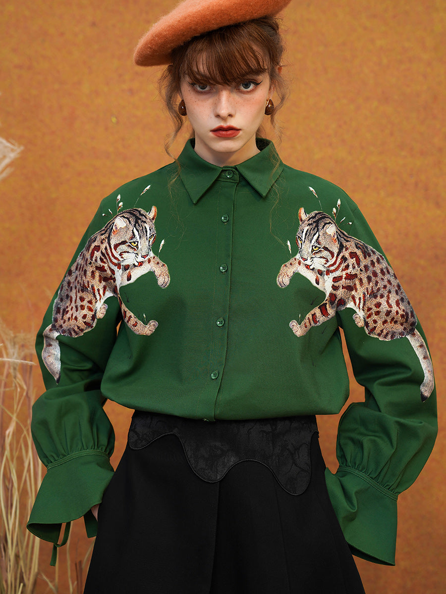 "Mirror Leopard Cat" Shirt - Original Retro Symmetrical Top