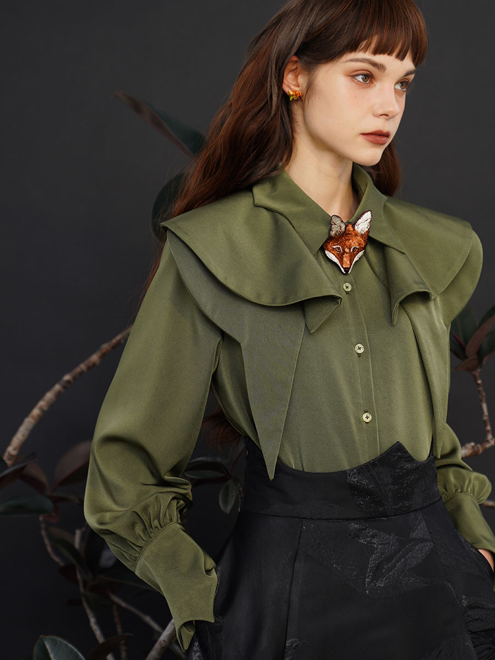 Original high-end French retro shirt for women in autumn, new detachable cape, niche design top