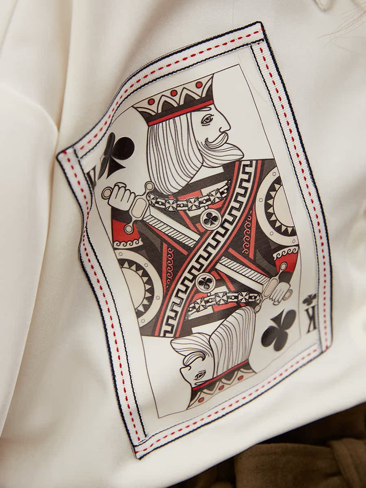 Original design, stylish and versatile, slimming boyfriend style cardigan, black plum blossom embroidery silhouette shirt