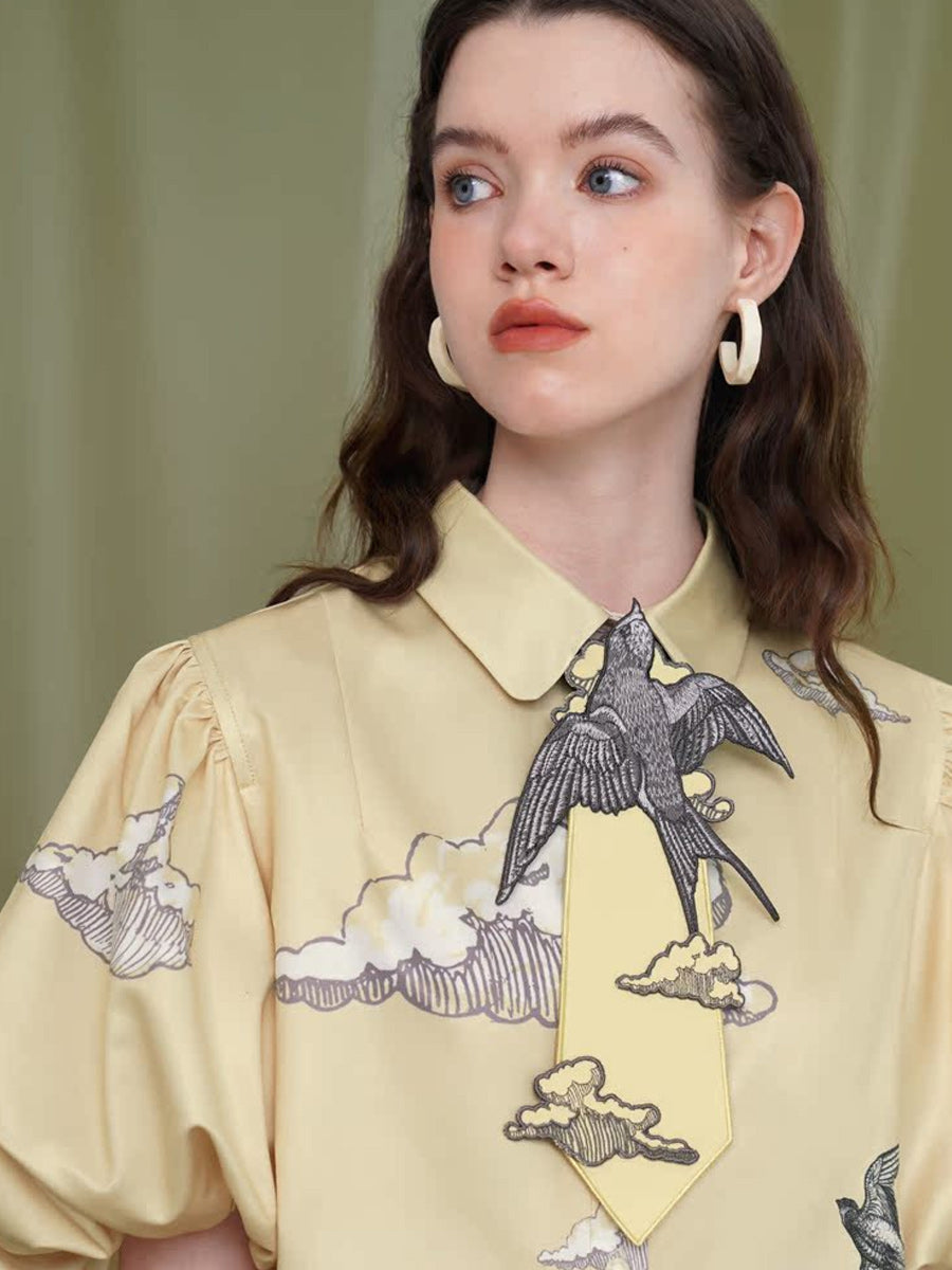 Original design tie swallow series French retro niche design sense Tie women have personality