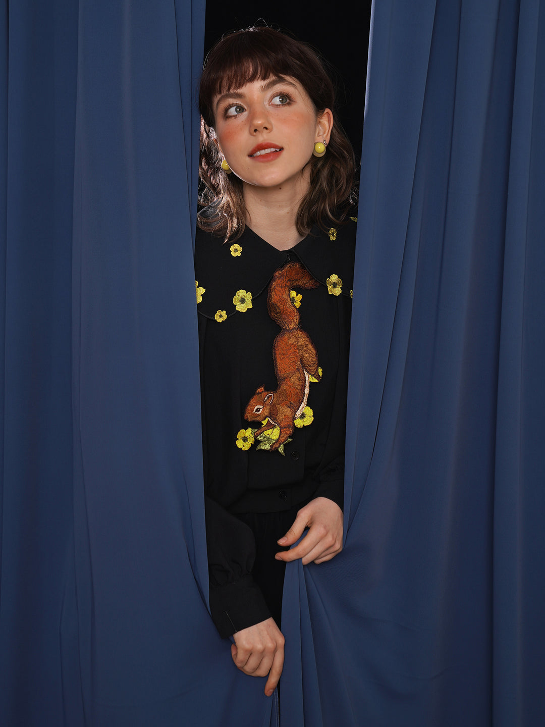 Forest Fairy Squirrel & Flower Embroidered Tie - Retro Knot-Free Niche Gift