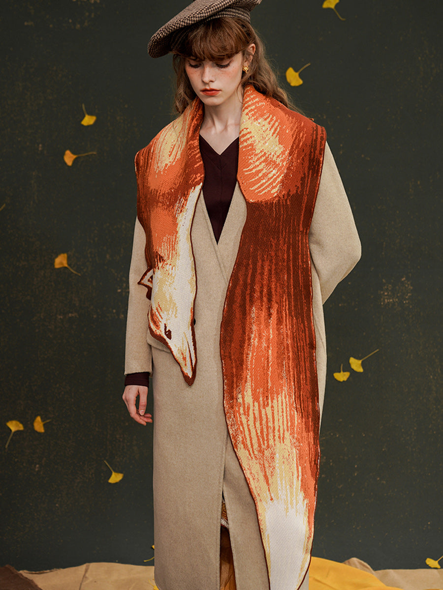 Original Scarf Women's Winter Red Shawl Retro Beautiful Scarf Knitted Warm Scarf Designer