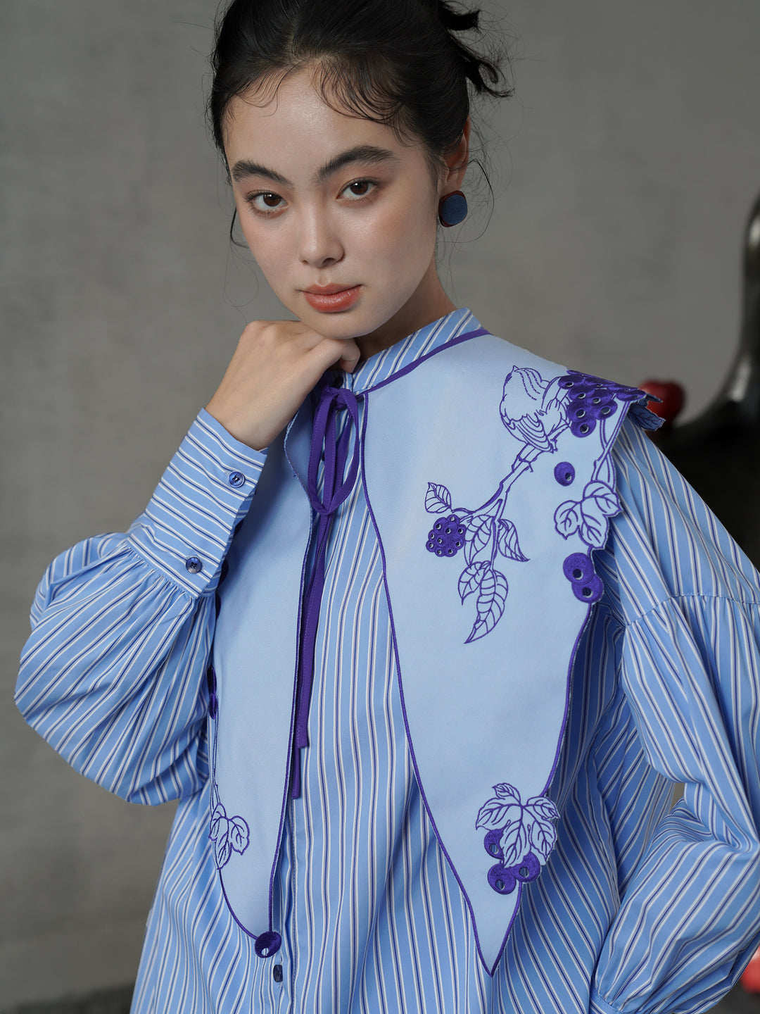 French Artistic Grape Vine Embroidered Detachable Collar | Vintage Capelet Accessory