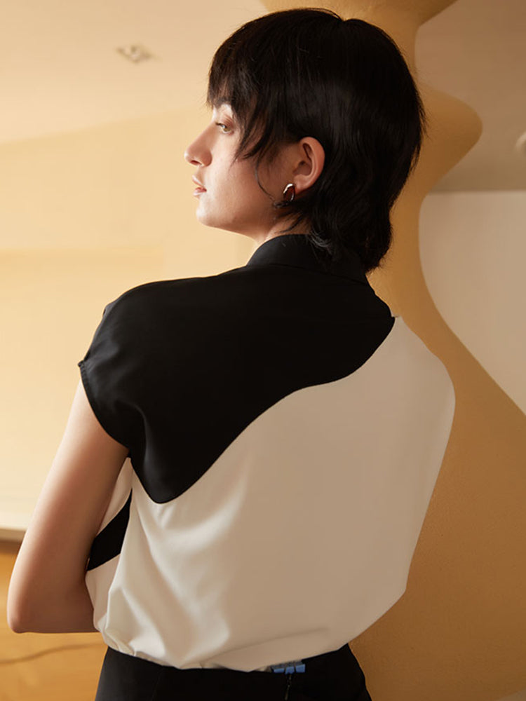 Urban Feline Leopard Shirt - Original Art Style Color Contrast Slimming Short Sleeve Blouse