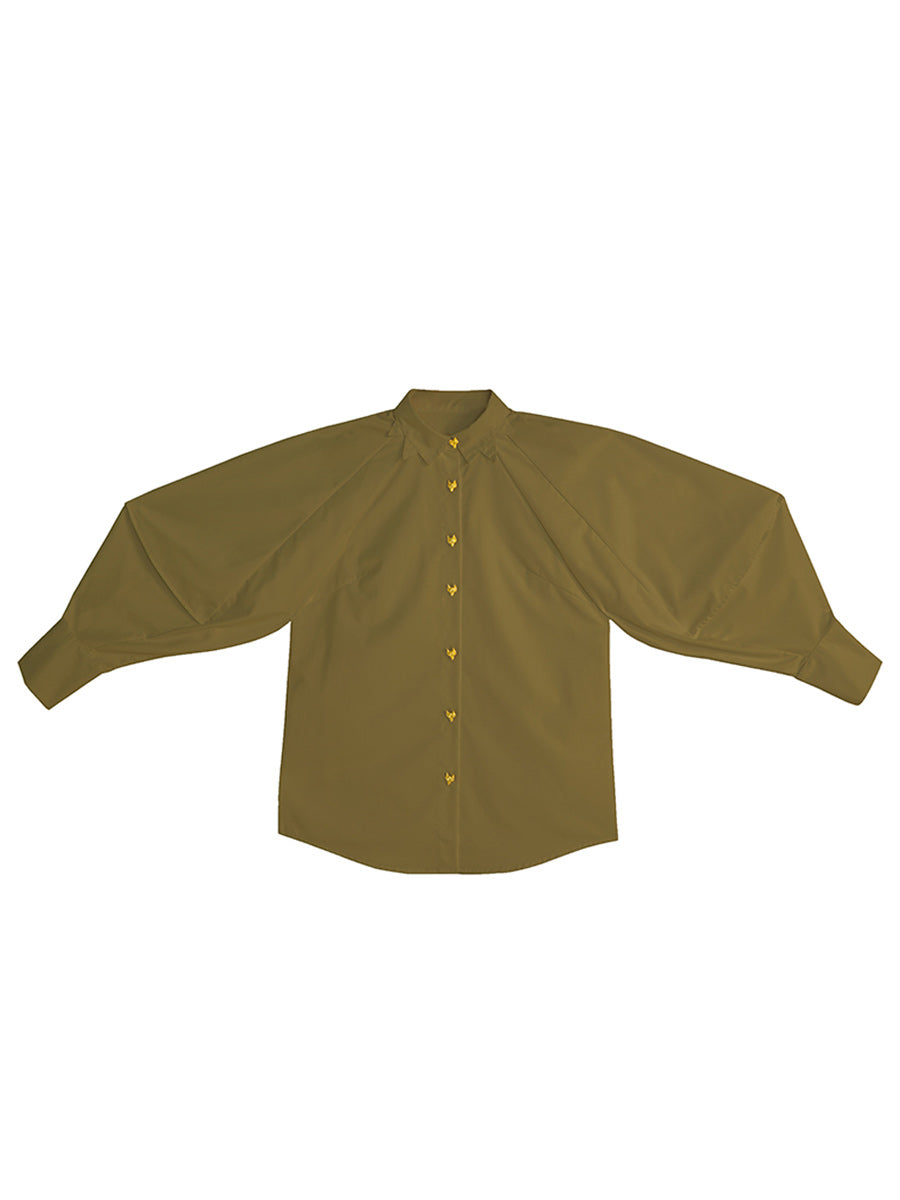 Original retro three-dimensional lantern sleeve shirt, heavy industry fox embroidery goddess, young silhouette white shirt