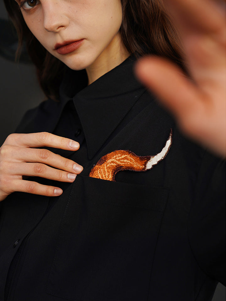 Unisex "Artisanal Fun" Embroidered Shirt - Retro Cotton Couple's Blouse