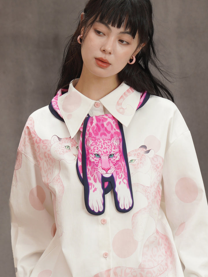 Original Pink Panther Printed Silk Scarf Slippery Accessories Scarf Personalized Neck Protection Pink Scarf Gift Gift