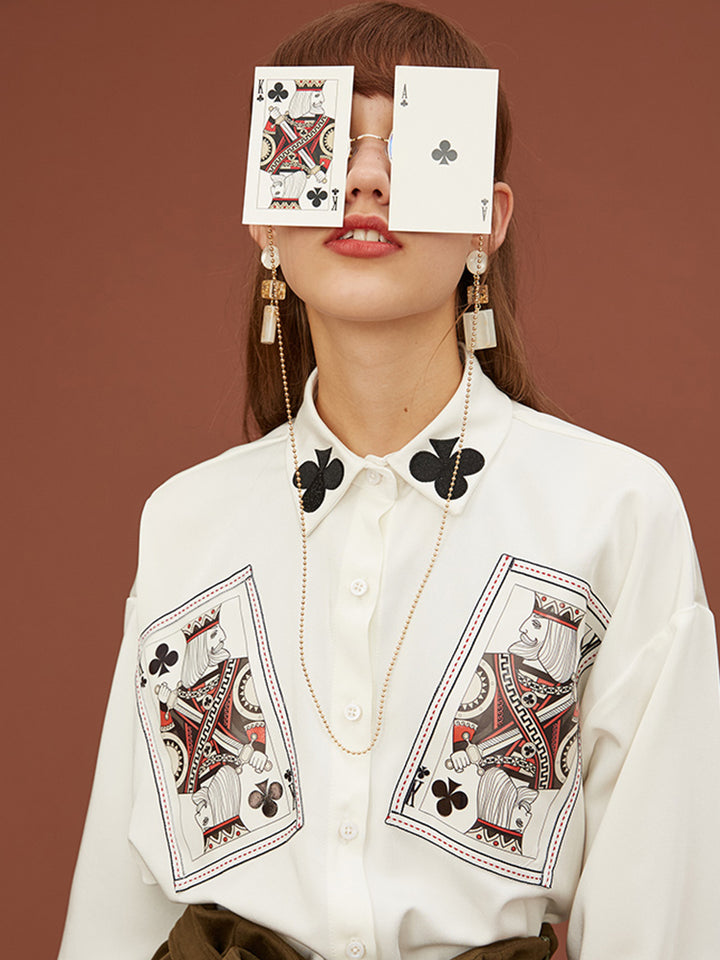 Black Plum Art Shirt - Original Boyfriend Silhouette Embroidered Cardigan