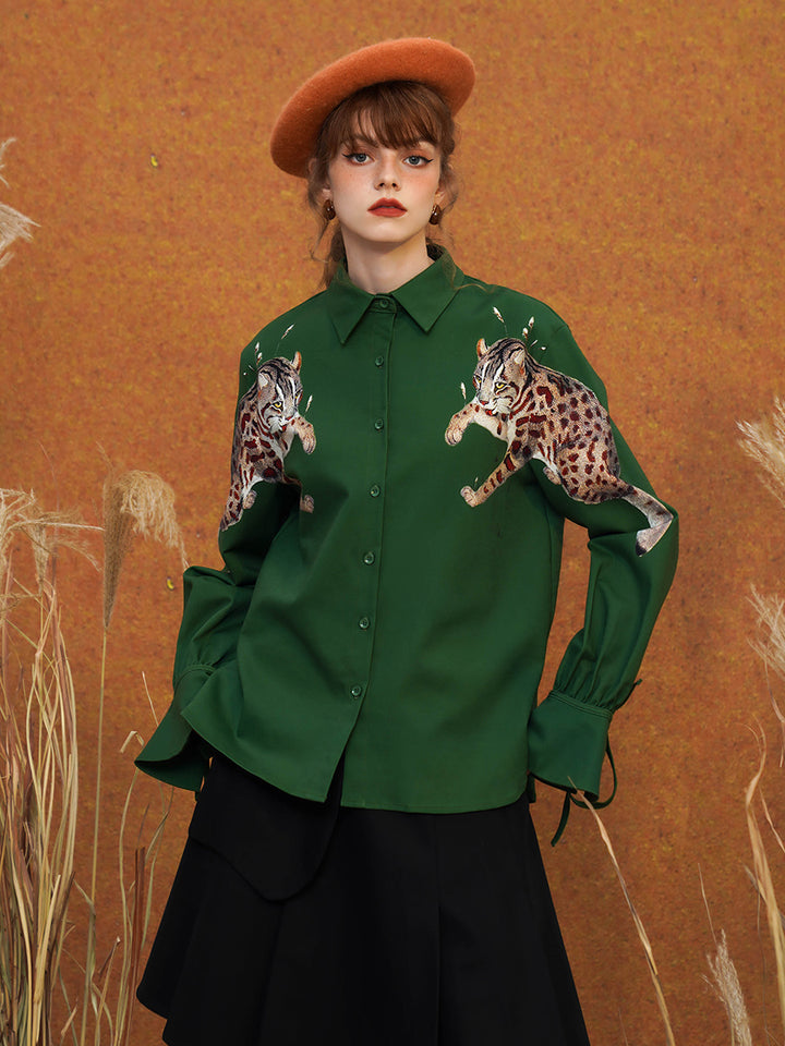 "Mirror Leopard Cat" Shirt - Original Retro Symmetrical Top