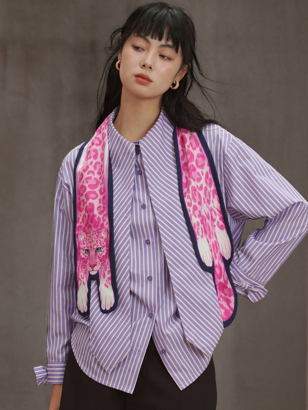 Original Pink Panther Printed Silk Scarf Slippery Accessories Scarf Personalized Neck Protection Pink Scarf Gift Gift