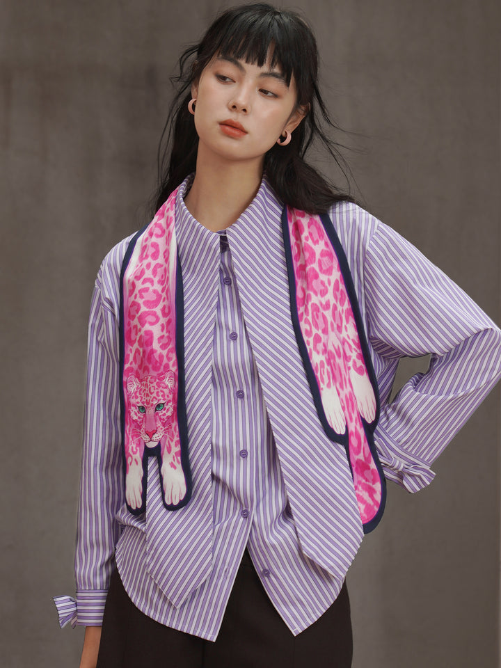 Original Pink Panther Printed Silk Scarf Slippery Accessories Scarf Personalized Neck Protection Pink Scarf Gift Gift