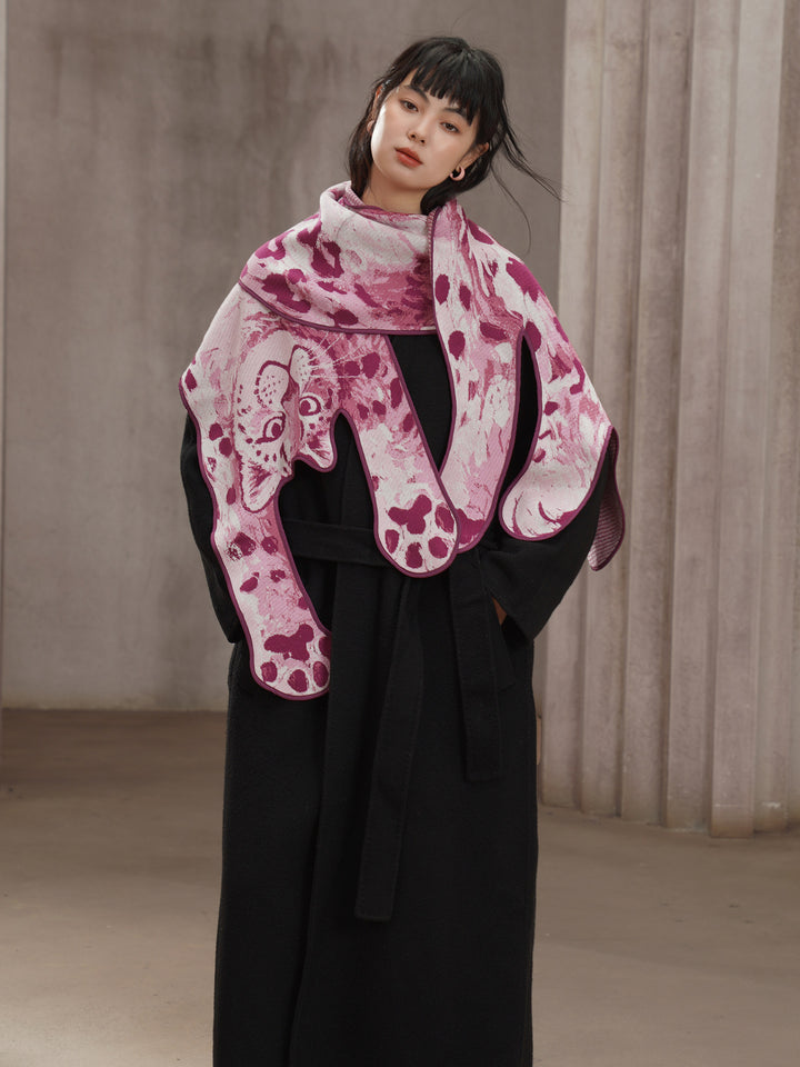 Original Pink Panther Big Shawl Blended Wool Skin friendly Knitted Animal Scarf Fashionable Cape