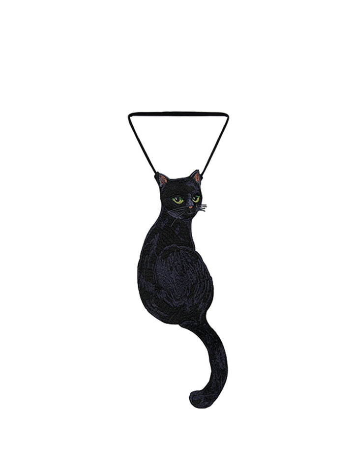 Camoooni Original design tie Black Cat series French retro niche design sense Tie women have personality
