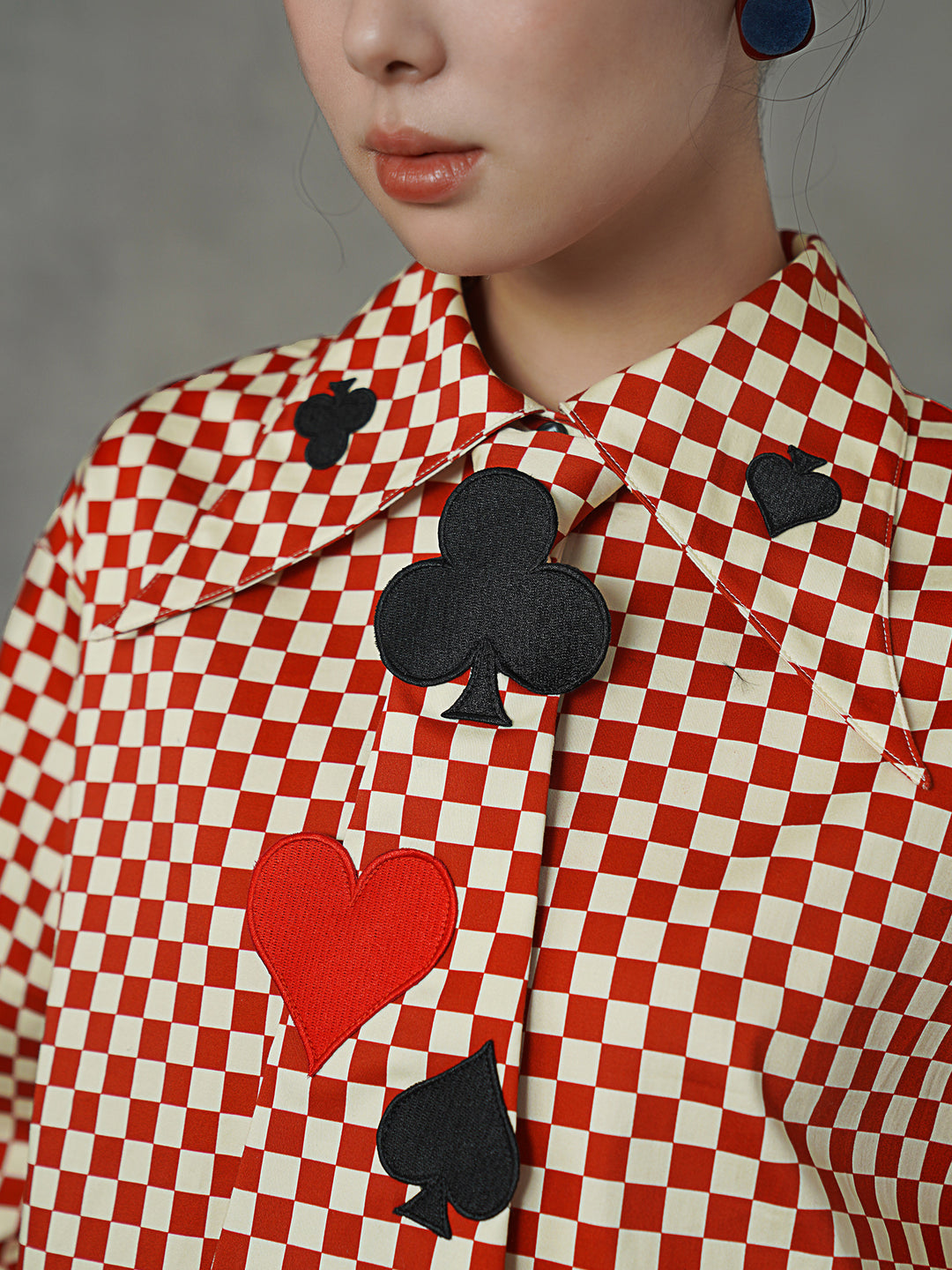 Vintage Checkered Poker Tie | Midnight College Style Embroidered Accessory